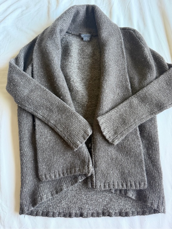 Vince Sweaters - Vince Taupe Shawl-Collar Open Front Sweater Cardigan luxury elevated timeless